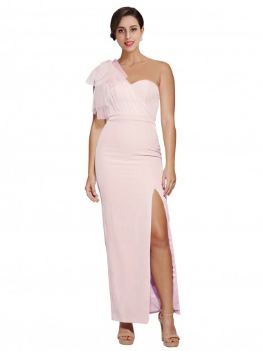 Sem Mangas Um Ombro Lombar Crepe Esticado Bainha Vestidos de Madrinha / Vestidos de Noite / Vestidos de Festa