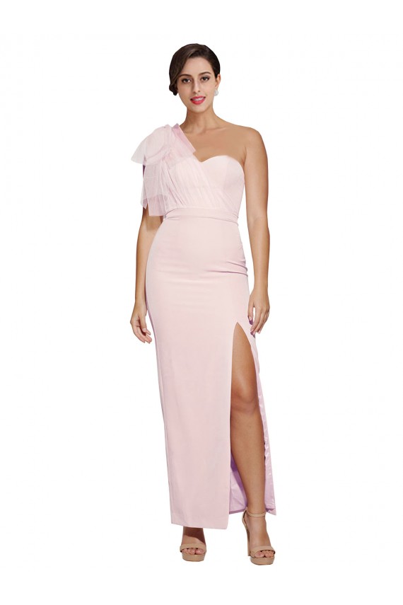 Sem Mangas Um Ombro Lombar Crepe Esticado Bainha Vestidos de Madrinha / Vestidos de Noite / Vestidos de Festa