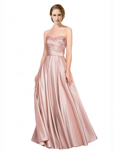 Sem Mangas Amor Lombar Cetim Elástico Linha A Longo Vestidos de Madrinha / Vestidos de Noite / Vestidos de Festa