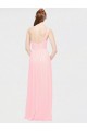 Sem Mangas Um Ombro Chiffon Linha A Rosa Longo Vestidos de Madrinha