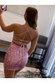 Sem Mangas Alças finas Lantejoulas Veludo Bainha Vestido de Festa