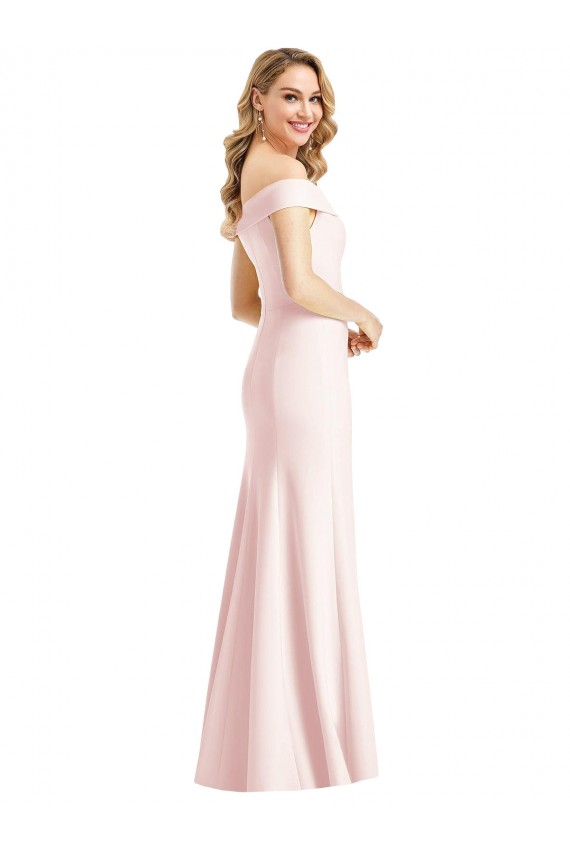 Sem Mangas Fora do Ombro Crepe Esticado Trombeta Vestidos de Madrinha / Vestidos de Noite / Vestidos de Festa
