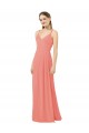 Sem Mangas Decote V Buraco da fechadura Chiffon Bainha Longo Vestidos de Madrinha