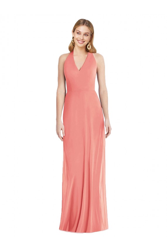 Sem Mangas Cabeçada Chiffon Trombeta Vestidos de Madrinha / Vestidos de Noite