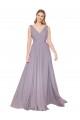 Sem Mangas Decote V Costas em V Chiffon Linha A Rosa Empoeirada Vestidos de Madrinha / Vestidos de Noite / Vestidos de Festa