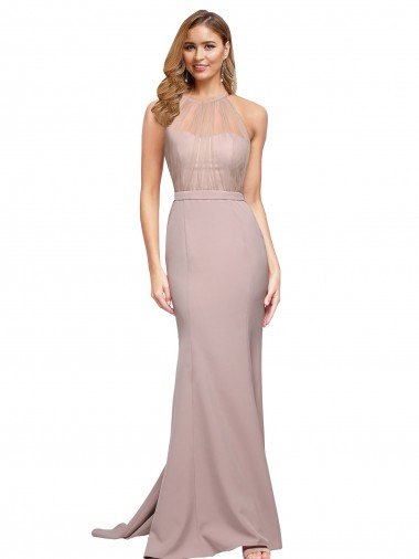 Sem Mangas Amor Crepe Esticado Bainha Vestidos de Madrinha / Vestidos de Noite / Vestidos de Festa