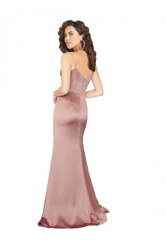 Sem Mangas Decote V Costas em V Cetim Sedoso Bainha Vestidos de Madrinha / Vestidos de Noite / Vestidos de Festa