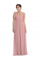 Sem Mangas Cabeçada Chiffon Linha A Rosa Empoeirado Longo Vestidos de Madrinha