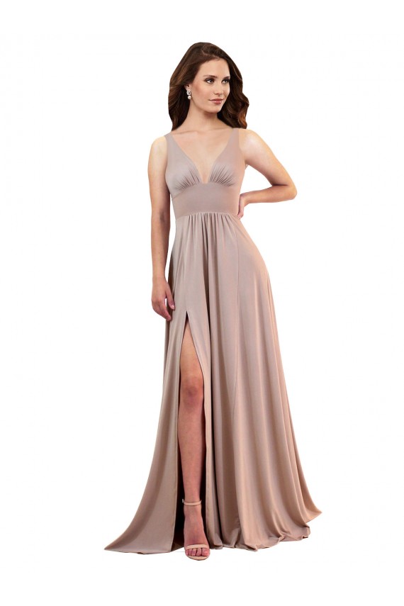 Sem Mangas Decote V Lombar Spandex Linha A Vestidos de Madrinha / Vestidos de Noite / Vestidos de Festa