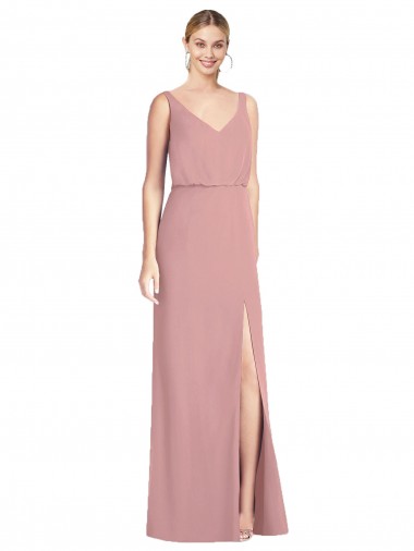 Sem Mangas Decote V Costas em V Chiffon Sereia Longo Vestidos de Madrinha