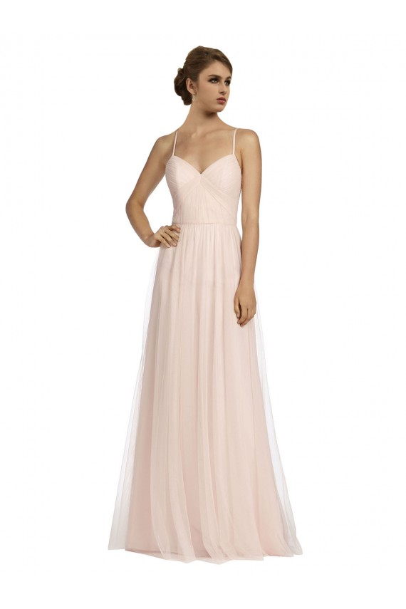 Sem Mangas Alças finas Tule Linha A Vestidos de Madrinha
