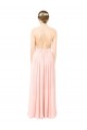 Sem Mangas Cabeçada Abrir de volta Chiffon Linha A Rosa Longo Vestidos de Madrinha