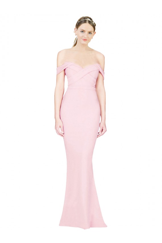 Sem Mangas Sem alças Lombar Crepe Esticado Linha A Longo Vestidos de Madrinha / Vestidos de Noite / Vestidos de Festa