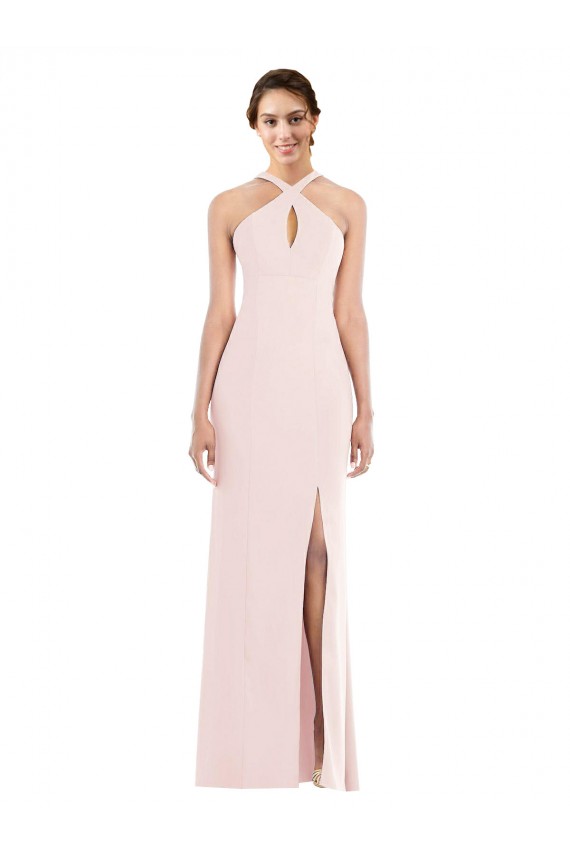 Sem Mangas Cabeçada Lombar Crepe Esticado Trombeta Vestidos de Madrinha / Vestidos de Noite / Vestidos de Festa