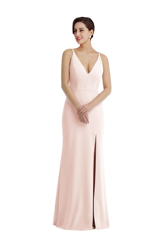 Sem Mangas Decote V Costas em V Crepe Esticado Trombeta Vestidos de Madrinha / Vestidos de Noite / Vestidos de Festa