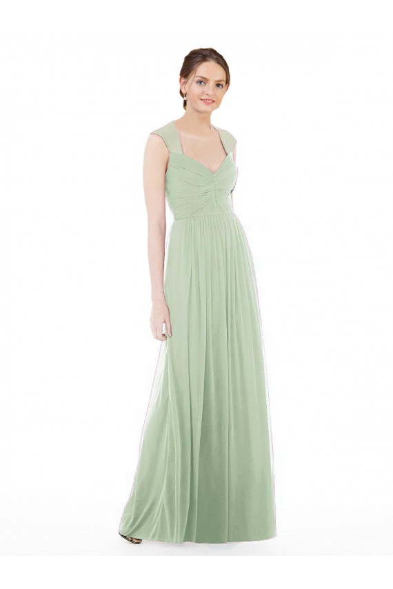 Mangas Curtas Amor Chiffon Linha A Sábio Vestidos de Madrinha