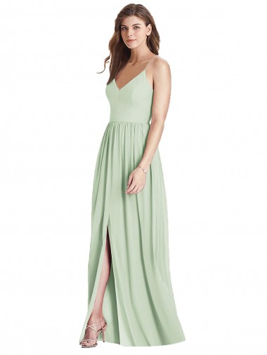 Sem Mangas Alças finas Criss Cruz Chiffon Linha A Sábio Vestidos de Madrinha