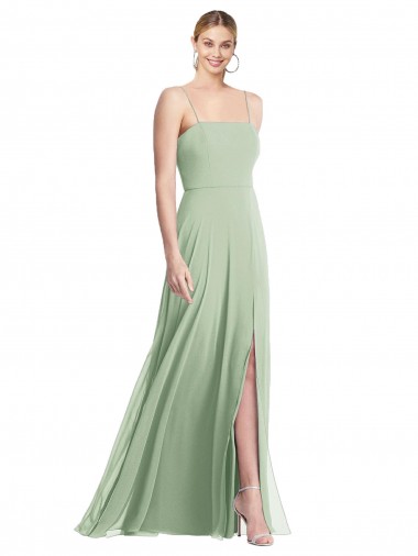 Sem Mangas Alças finas Lombar Chiffon Trombeta Vestidos de Madrinha / Vestidos de Noite