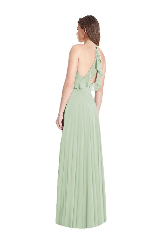Ombro Frio Alças finas Chiffon Trombeta Vestidos de Madrinha