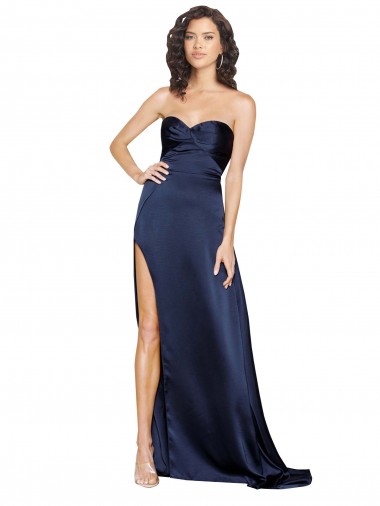 Sem Mangas Amor Lombar Cetim Sedoso Linha A Vestidos de Madrinha / Vestidos de Noite / Vestidos de Festa
