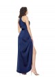 Sem Mangas Cabeçada Cetim Sedoso Linha A Longo Vestidos de Madrinha / Vestidos de Noite / Vestidos de Festa