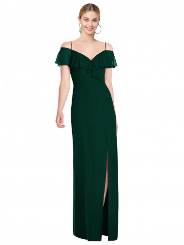 Ombro Frio Alças finas Chiffon Trombeta Sempre Verde Vestidos de Madrinha