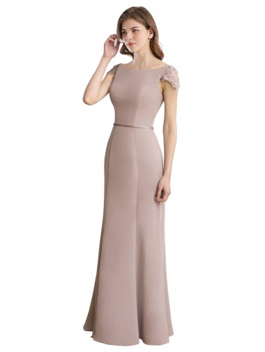 Mangas Curtas Colher Chiffon & Renda Sereia Vestidos de Madrinha