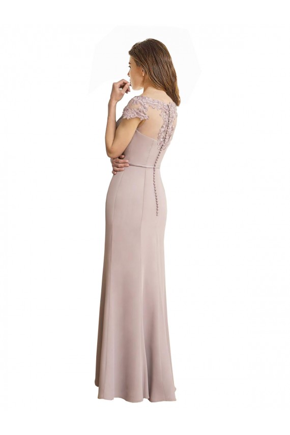 Mangas Curtas Colher Chiffon & Renda Sereia Vestidos de Madrinha