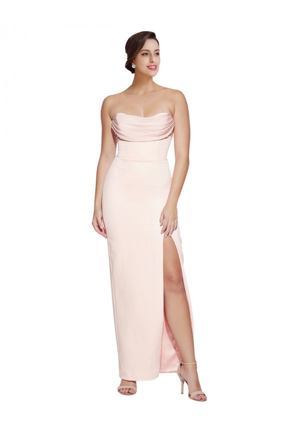 Sem Mangas Decote Capuz Lombar Cetim Elástico Sereia Vestidos de Madrinha / Vestidos de Noite / Vestidos de Festa