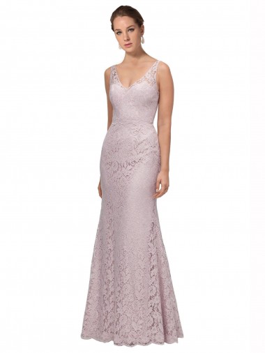Sem Mangas Decote V Costas em V Renda Sereia Vestidos de Madrinha / Vestidos de Festa