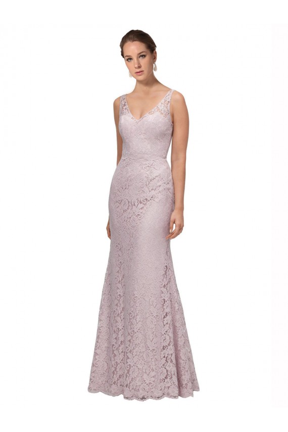 Sem Mangas Decote V Costas em V Renda Sereia Vestidos de Madrinha / Vestidos de Festa