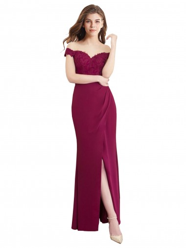 Sem Mangas Fora do Ombro Chiffon & Renda Sereia Vestidos de Madrinha