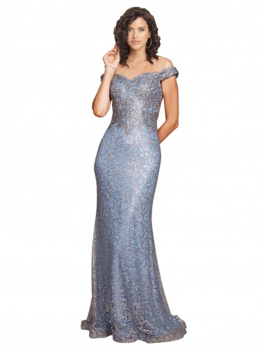 Sem Mangas Fora do Ombro Lantejoulas Sereia Longo Vestidos de Madrinha / Vestidos de Noite / Vestidos de Festa
