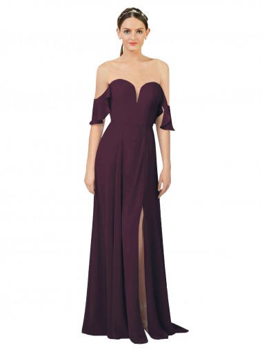 Ombro Frio Amor Chiffon Bainha Vestidos de Madrinha