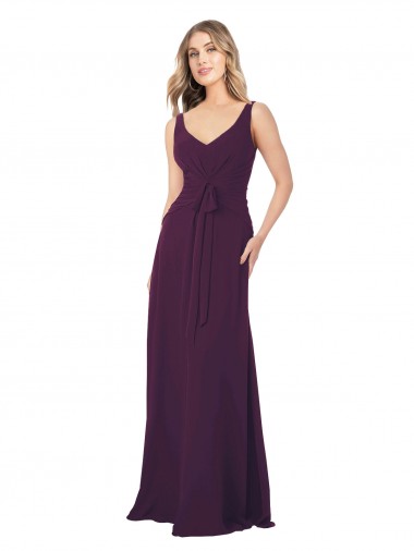 Sem Mangas Decote V Chiffon Linha A Vestido de Madrinha / Vestido Formais
