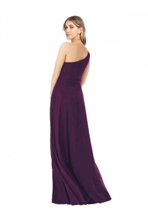 Sem Mangas Um Ombro Chiffon Linha A Vestido de Madrinha / Vestido de Baile