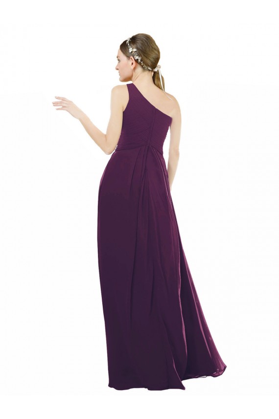 Sem Mangas Um Ombro Chiffon Linha A Vestido Formais / Vestido de Madrinha