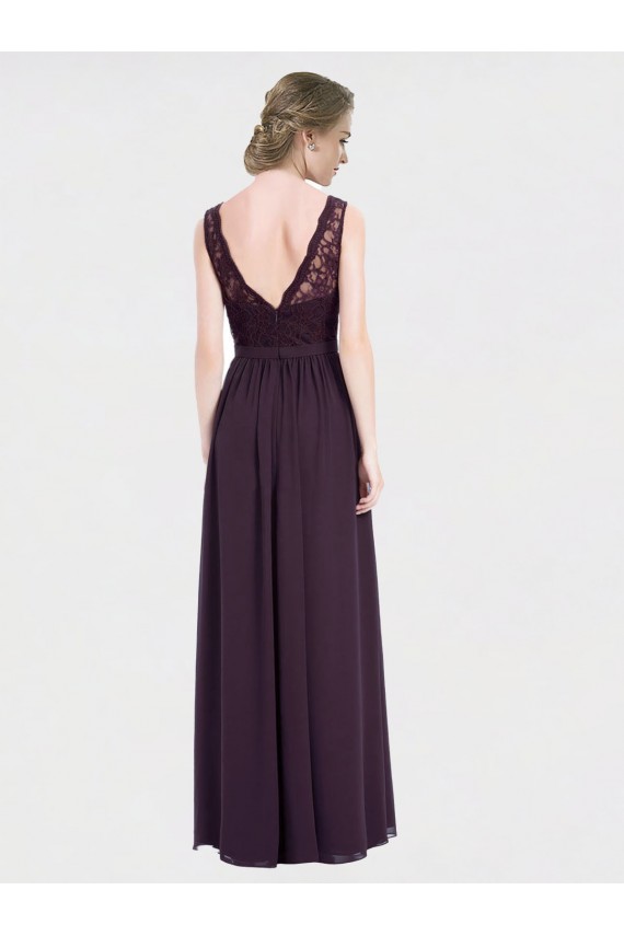 Sem Mangas Decote V Costas em V Chiffon & Renda Linha A Vestidos de Madrinha
