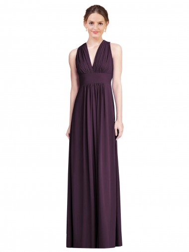 Sem Mangas Decote V Chiffon Linha A Longo Vestido de Noite / Vestidos de Madrinha
