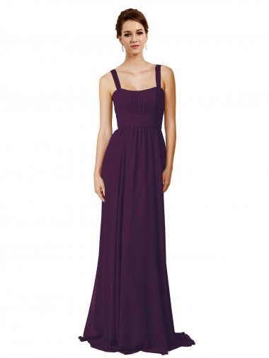 Sem Mangas Alças finas Chiffon Linha A Uva Vestidos de Madrinha