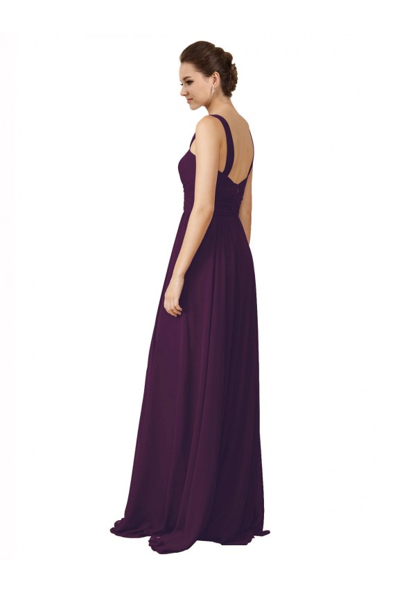 Sem Mangas Alças finas Chiffon Linha A Uva Vestidos de Madrinha