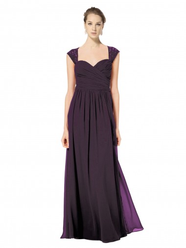 Sem Mangas Amor Buraco da fechadura Chiffon & Renda Linha A Vestidos de Madrinha