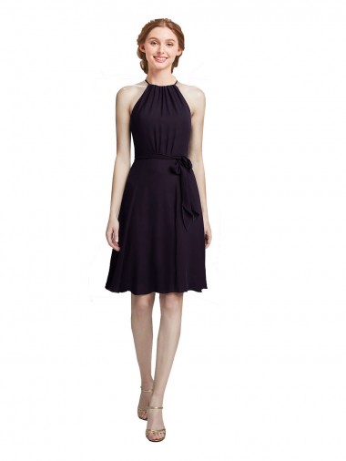 Sem Mangas Cabeçada Chiffon Linha A Vestidos de Madrinha / Vestidos de Cocktail / Vestidos de Homecoming
