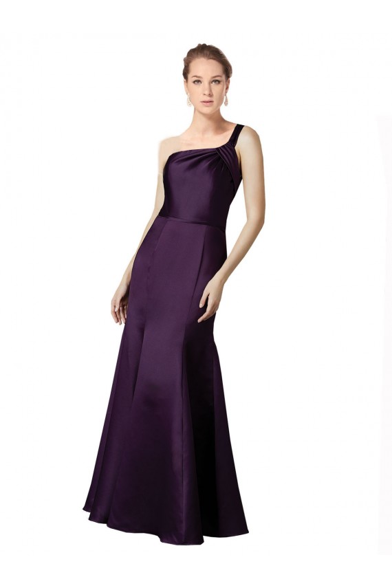 Sem Mangas Um Ombro Cetim Sereia Vestidos de Madrinha / Vestidos de Festa