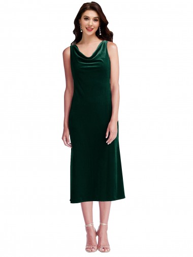 Sem Mangas Decote Capuz Costas em V Veludo Elástico Bainha Vestidos de Madrinha / Vestidos de Festa / Vestidos de Cocktail / Vestidos de Homecoming