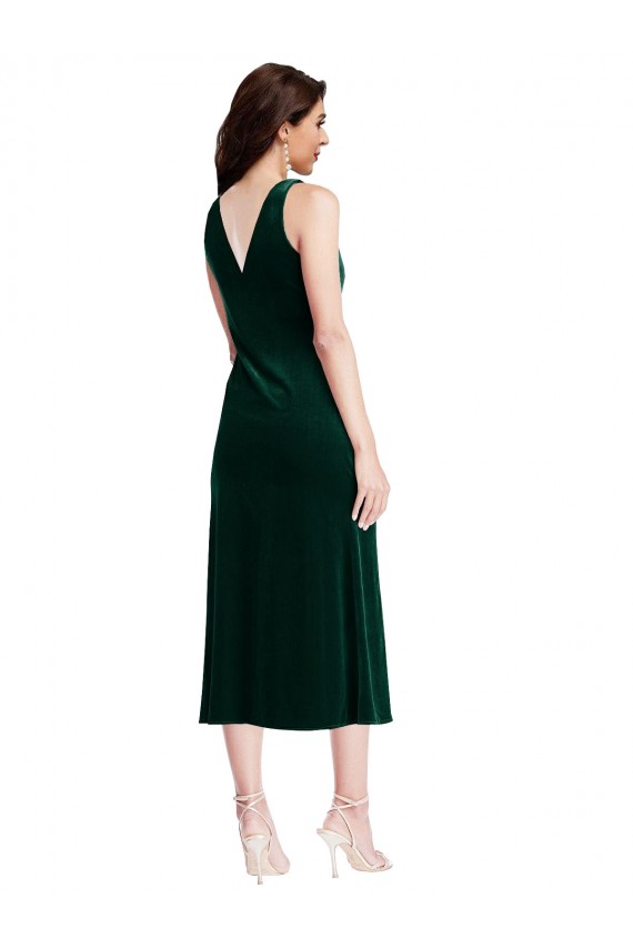 Sem Mangas Decote Capuz Costas em V Veludo Elástico Bainha Vestidos de Madrinha / Vestidos de Festa / Vestidos de Cocktail / Vestidos de Homecoming