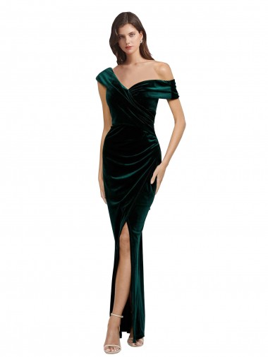 Sem Mangas Fora do Ombro Veludo Elástico Bainha Vestidos de Madrinha / Vestidos de Noite / Vestidos de Festa