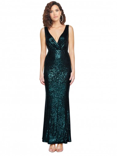 Sem Mangas Decote V Lantejoulas Sereia Vestidos de Madrinha / Vestidos de Noite / Vestidos de Festa