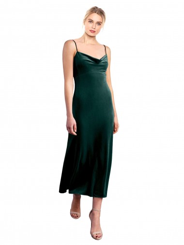 Sem Mangas Alças finas Lombar Veludo Elástico Linha A Vestidos de Madrinha / Vestidos de Festa / Vestidos de Cocktail / Vestidos de Homecoming