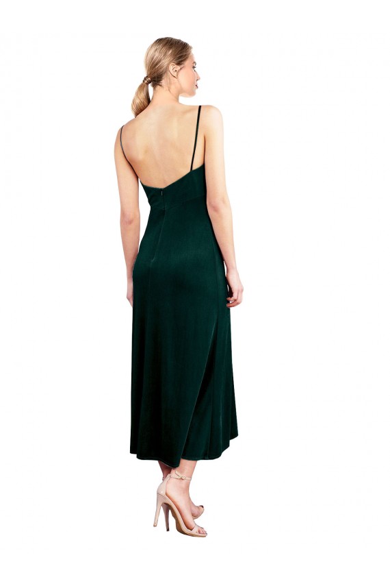 Sem Mangas Alças finas Lombar Veludo Elástico Linha A Vestidos de Madrinha / Vestidos de Festa / Vestidos de Cocktail / Vestidos de Homecoming